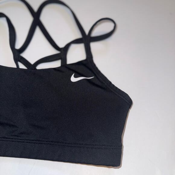 Nike Dri‑FIT Strappy Sports Bra Small Black Low Impact Removable Pads Swoosh - Picture 6 of 10